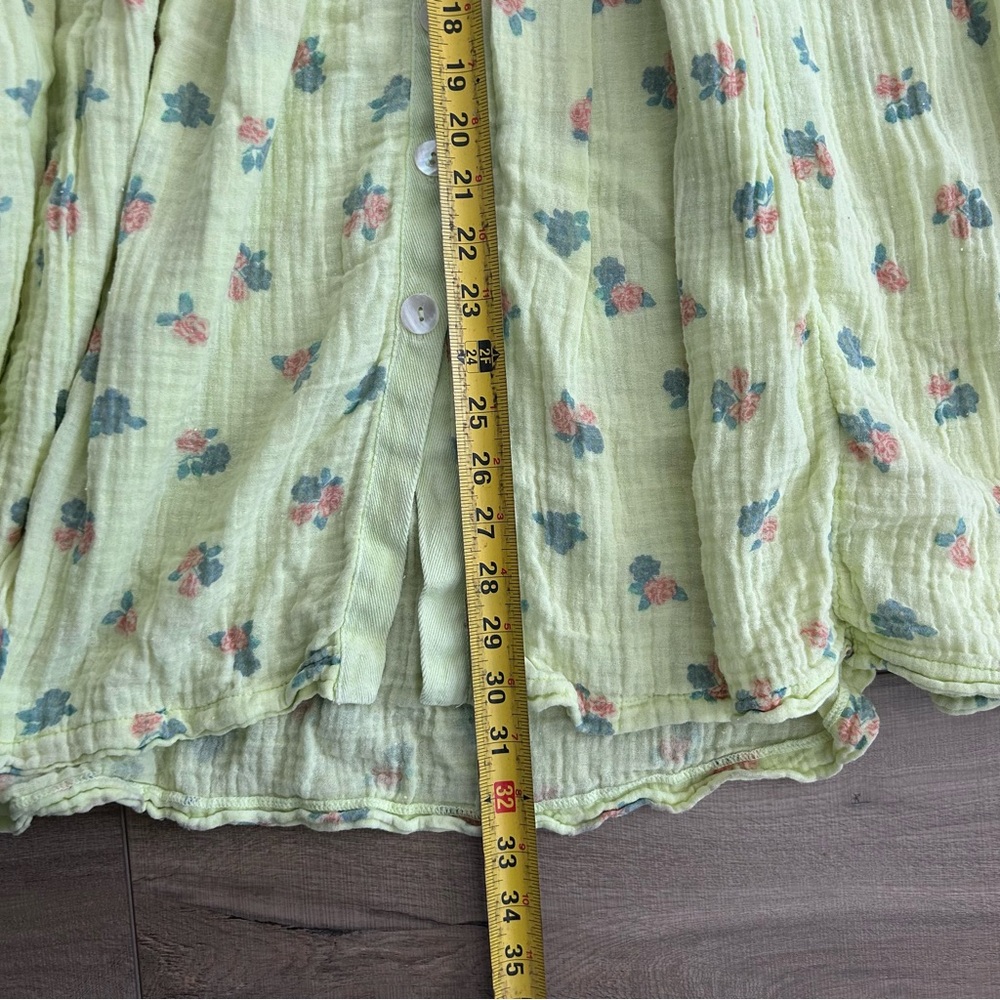 Free People Iris Corset Set Skirt Yellow Green Floral Cotton Button Down Skirt S - Picture 9 of 10